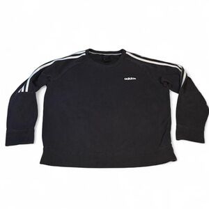 Adidas Men's Black Crewneck Sweater with White Stripes